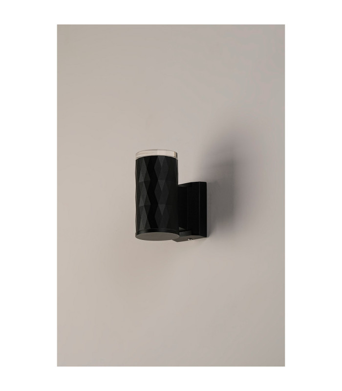 Springwater Diamond Pattern Wall Lamp Shallow Acrylic Shade 1 x GU10 IP54 Black/Clear/Frosted -7
