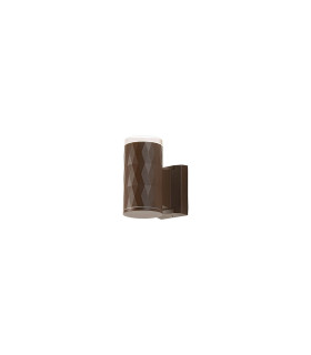Springwater Diamond Pattern Wall Lamp Shallow Acrylic Shade 1 x GU10 IP54 Dark Brown/Clear/Frosted -1