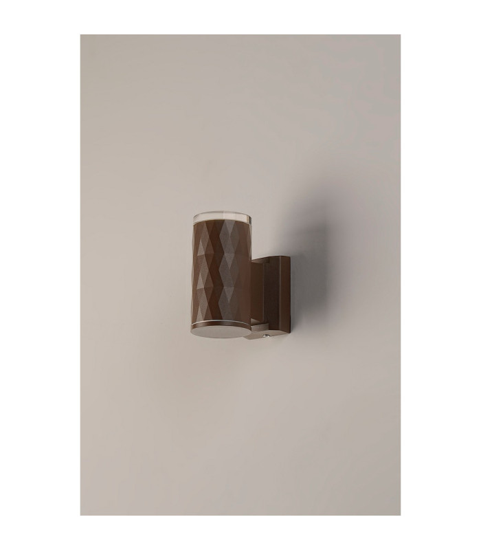 Springwater Diamond Pattern Wall Lamp Shallow Acrylic Shade 1 x GU10 IP54 Dark Brown/Clear/Frosted -7