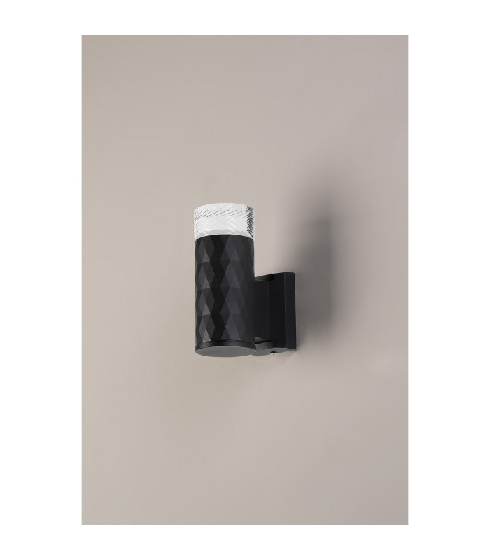 Springwater Diamond Pattern Wall Lamp Short Diagonal Pattern Acrylic Shade 1 x GU10 IP54 Black/Clear/Frosted -7