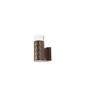 Springwater Diamond Pattern Wall Lamp Short Diagonal Pattern Acrylic Shade 1 x GU10 IP54 Dark Brown/Clear/Frosted -1