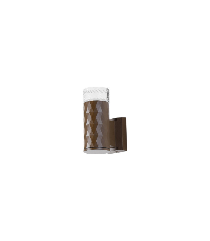 Springwater Diamond Pattern Wall Lamp Short Diagonal Pattern Acrylic Shade 1 x GU10 IP54 Dark Brown/Clear/Frosted -4