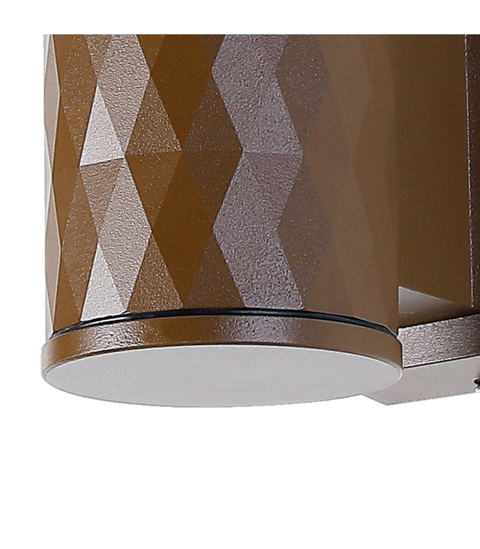 Springwater Diamond Pattern Wall Lamp Short Diagonal Pattern Acrylic Shade 1 x GU10 IP54 Dark Brown/Clear/Frosted -6