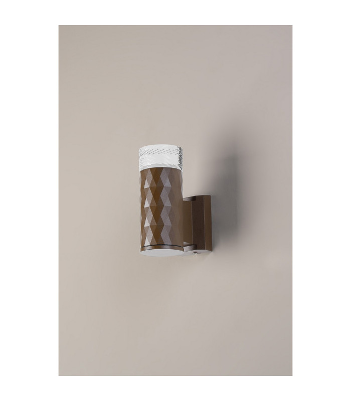 Springwater Diamond Pattern Wall Lamp Short Diagonal Pattern Acrylic Shade 1 x GU10 IP54 Dark Brown/Clear/Frosted -8
