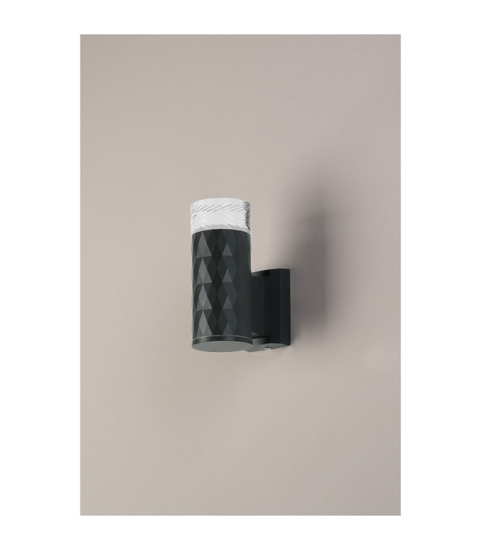 Springwater Diamond Pattern Wall Lamp Short Diagonal Pattern Acrylic Shade 1 x GU10 IP54 Grey/Clear/Frosted -6