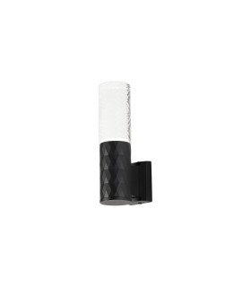 Springwater Diamond Pattern Wall Lamp Tall Diagonal Pattern Acrylic Shade 1 x GU10 IP54 Black/Clear/Frosted -1