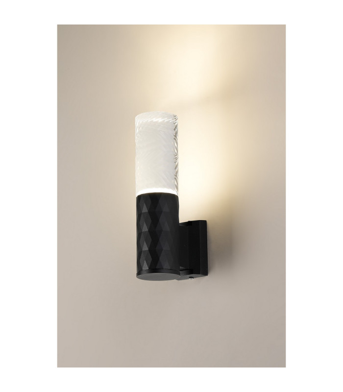 Springwater Diamond Pattern Wall Lamp Tall Diagonal Pattern Acrylic Shade 1 x GU10 IP54 Black/Clear/Frosted -3