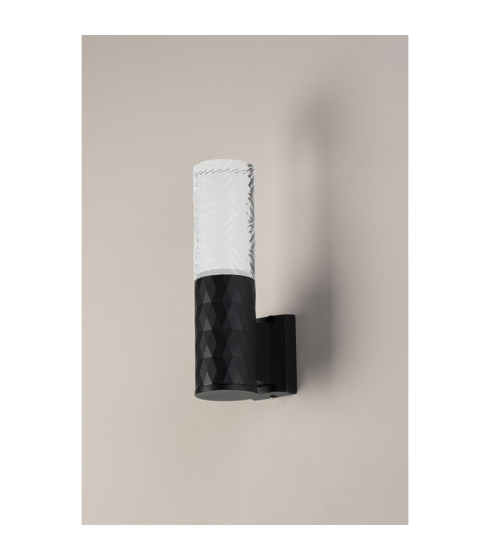 Springwater Diamond Pattern Wall Lamp Tall Diagonal Pattern Acrylic Shade 1 x GU10 IP54 Black/Clear/Frosted -7