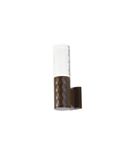 Springwater Diamond Pattern Wall Lamp Tall Diagonal Pattern Acrylic Shade 1 x GU10 IP54 Dark Brown/Clear/Frosted -1