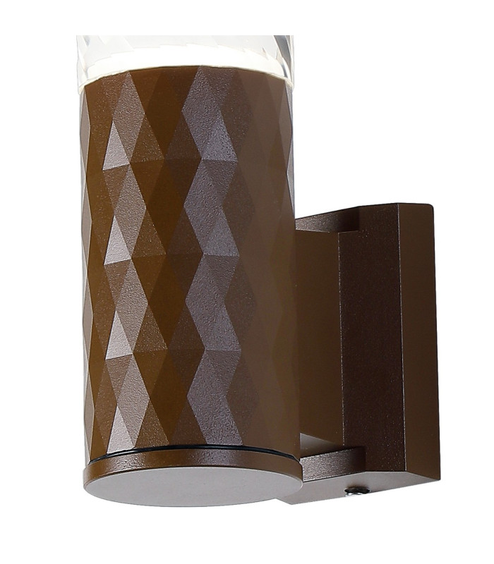 Springwater Diamond Pattern Wall Lamp Tall Diagonal Pattern Acrylic Shade 1 x GU10 IP54 Dark Brown/Clear/Frosted -6