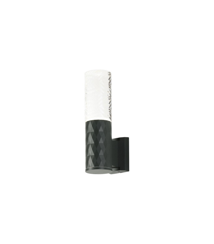 Springwater Diamond Pattern Wall Lamp Tall Diagonal Pattern Acrylic Shade 1 x GU10 IP54 Grey/Clear/Frosted -1