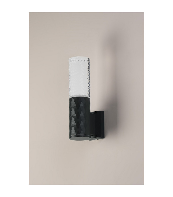 Springwater Diamond Pattern Wall Lamp Tall Diagonal Pattern Acrylic Shade 1 x GU10 IP54 Grey/Clear/Frosted -7