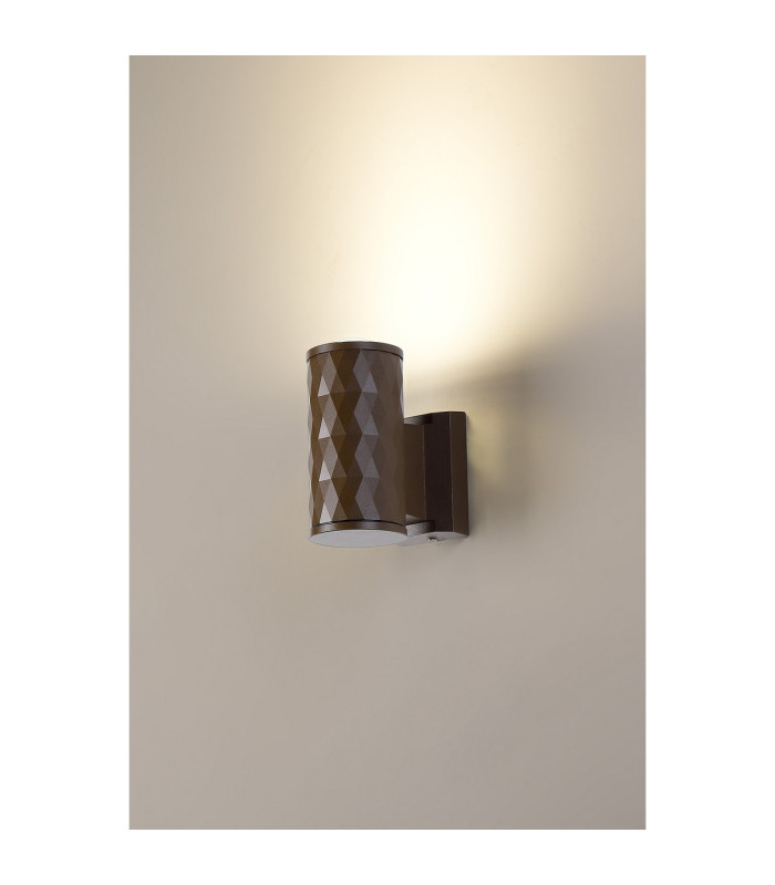 Springwater Diamond Pattern Wall Lamp Dome Acrylic Shade 1 x GU10 IP54 Dark Brown/Clear/Frosted -3