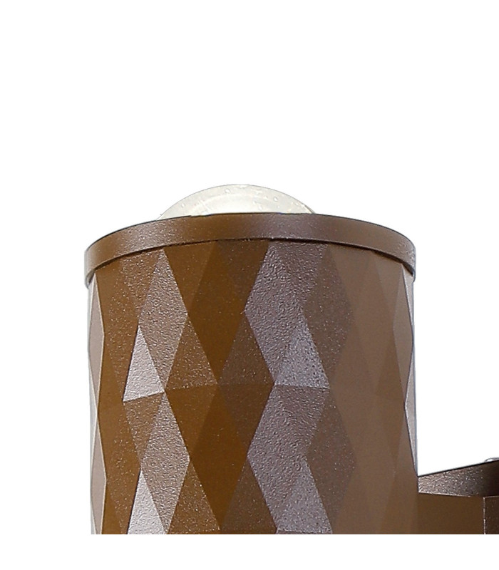 Springwater Diamond Pattern Wall Lamp Dome Acrylic Shade 1 x GU10 IP54 Dark Brown/Clear/Frosted -5