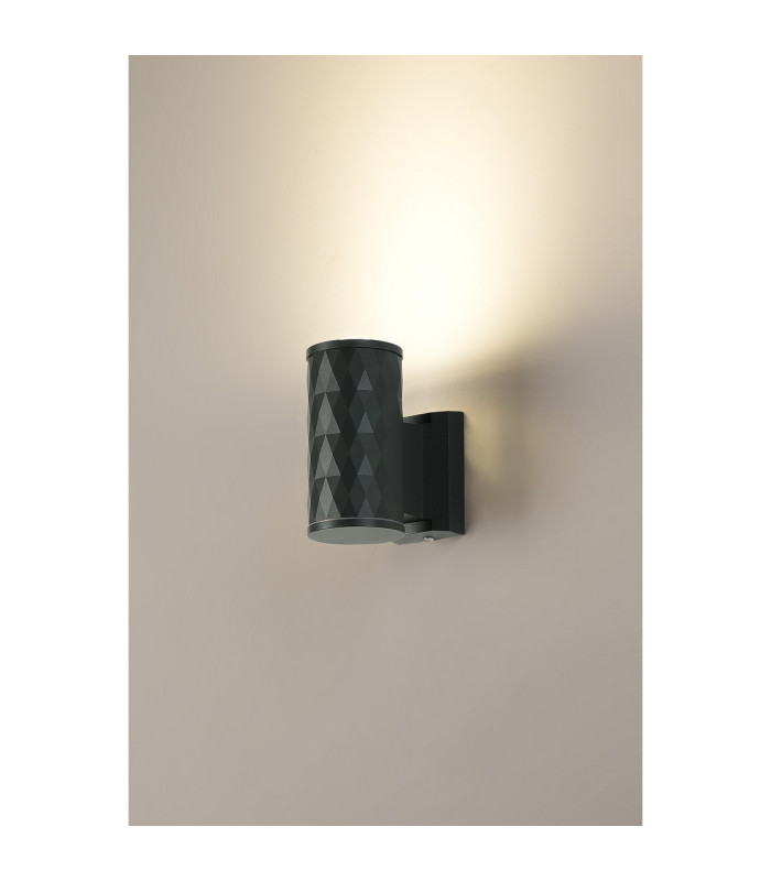 Springwater Diamond Pattern Wall Lamp Dome Acrylic Shade 1 x GU10 IP54 Grey/Clear/Frosted -3