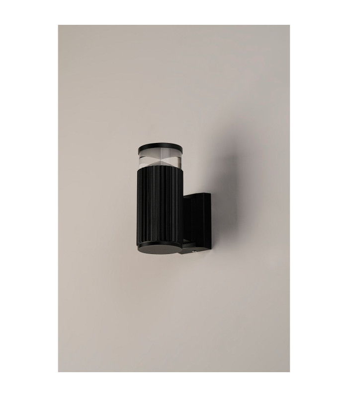 Springwater Ribbed Line Wall Lamp X Pattern Acrylic Shade 1 x GU10 IP54 Black/Clear/Frosted -7