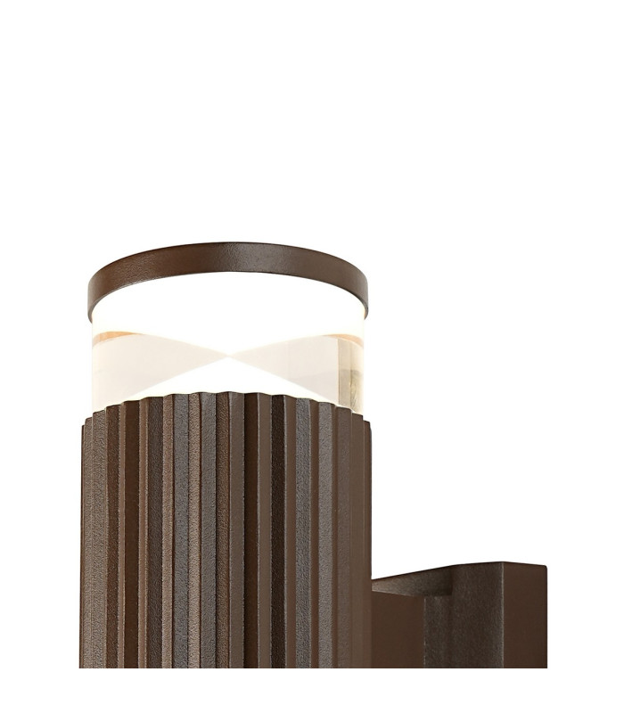 Springwater Ribbed Line Wall Lamp X Pattern Acrylic Shade 1 x GU10 IP54 Dark Brown/Clear/Frosted -6