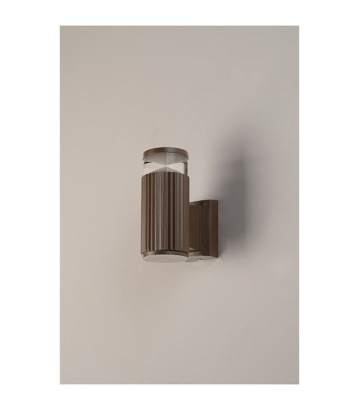 Springwater Ribbed Line Wall Lamp X Pattern Acrylic Shade 1 x GU10 IP54 Dark Brown/Clear/Frosted -7