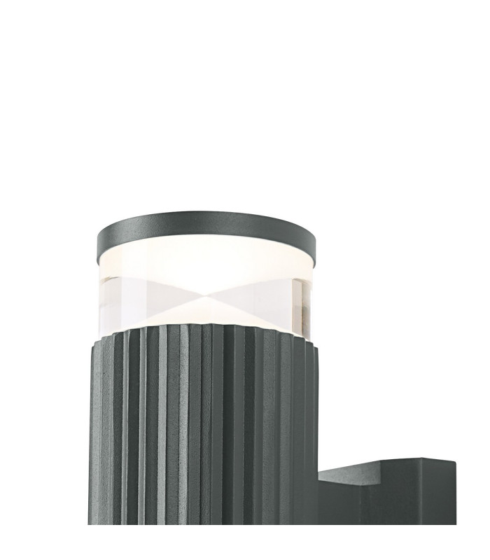 Springwater Ribbed Line Wall Lamp X Pattern Acrylic Shade 1 x GU10 IP54 Grey/Clear/Frosted -5