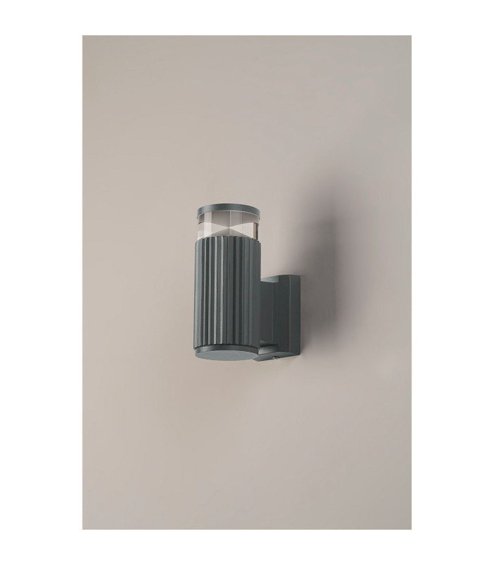 Springwater Ribbed Line Wall Lamp X Pattern Acrylic Shade 1 x GU10 IP54 Grey/Clear/Frosted -7