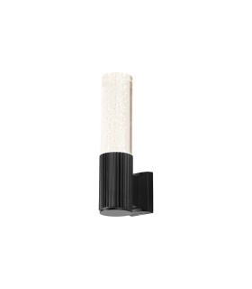 Springwater II Ribbed Line Wall Lamp Bubble Acrylic Shade 1 x GU10 IP54 Black/Clear -1