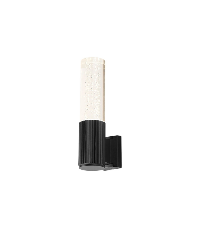 Springwater II Ribbed Line Wall Lamp Bubble Acrylic Shade 1 x GU10 IP54 Black/Clear -1