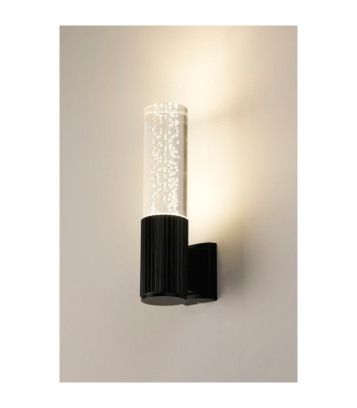 Springwater II Ribbed Line Wall Lamp Bubble Acrylic Shade 1 x GU10 IP54 Black/Clear -3