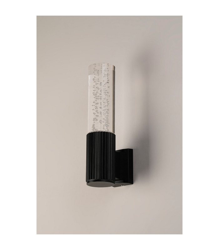 Springwater II Ribbed Line Wall Lamp Bubble Acrylic Shade 1 x GU10 IP54 Black/Clear -7