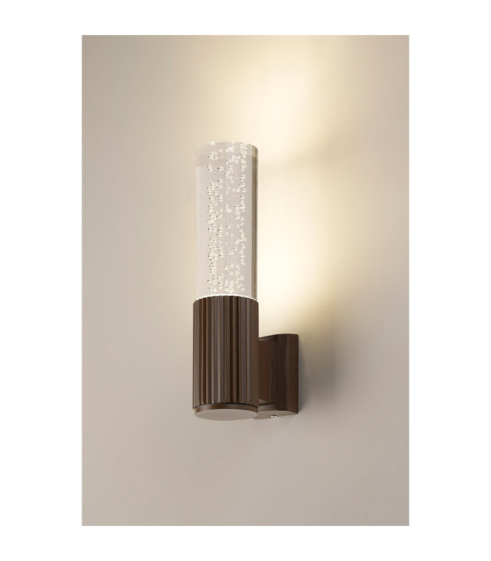 Springwater II Ribbed Line Wall Lamp Bubble Acrylic Shade 1 x GU10 IP54 Dark Brown/Clear -3