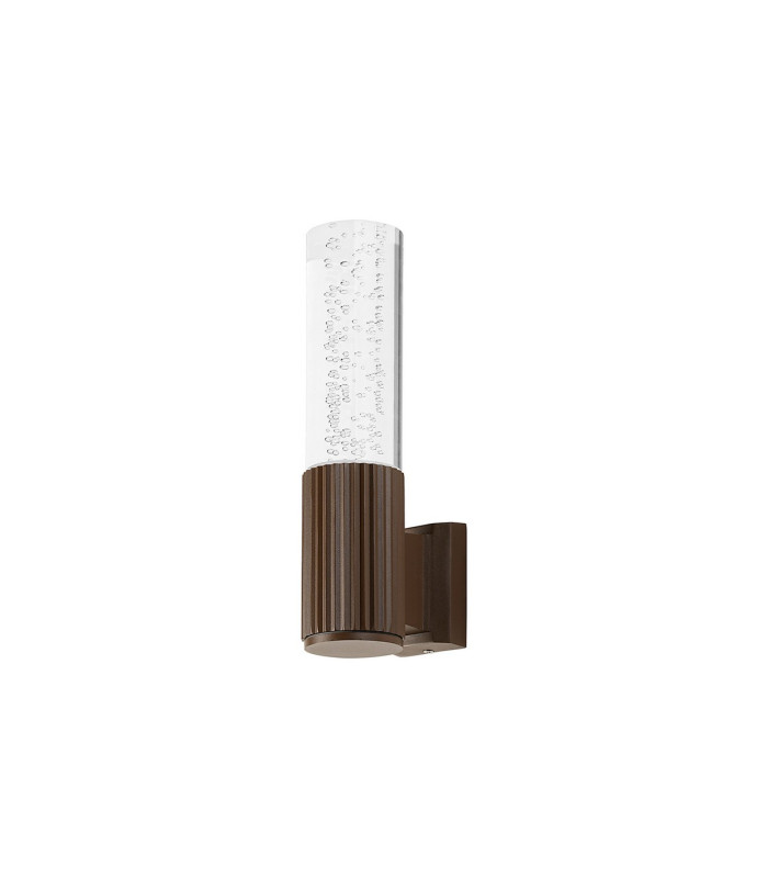 Springwater II Ribbed Line Wall Lamp Bubble Acrylic Shade 1 x GU10 IP54 Dark Brown/Clear -4