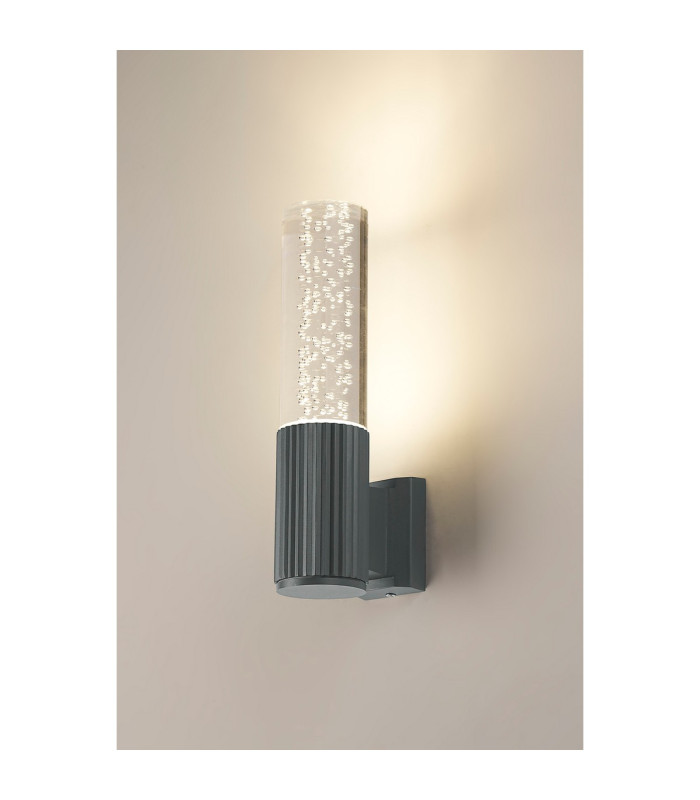 Springwater II Ribbed Line Wall Lamp Bubble Acrylic Shade 1 x GU10 IP54 Grey/Clear -3