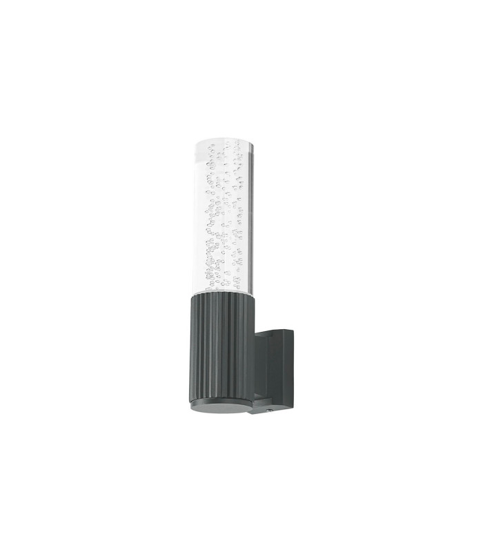 Springwater II Ribbed Line Wall Lamp Bubble Acrylic Shade 1 x GU10 IP54 Grey/Clear -4