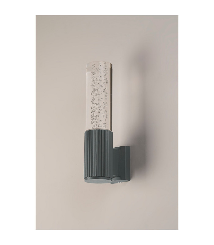 Springwater II Ribbed Line Wall Lamp Bubble Acrylic Shade 1 x GU10 IP54 Grey/Clear -7