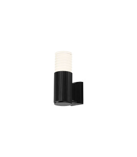 Springwater Ribbed Line Wall Lamp Horizontal Line Acrylic Shade 1 x GU10 IP54 Black/Clear/Frosted -1