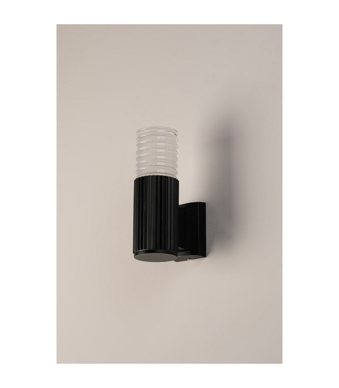 Springwater Ribbed Line Wall Lamp Horizontal Line Acrylic Shade 1 x GU10 IP54 Black/Clear/Frosted -7