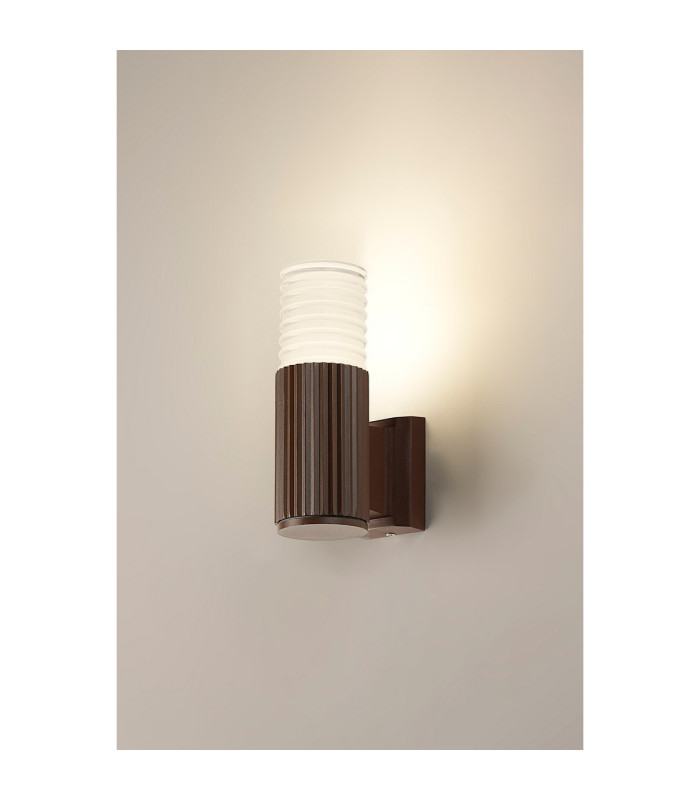 Springwater Ribbed Line Wall Lamp Horizontal Line Acrylic Shade 1 x GU10 IP54 Dark Brown/Clear/Frosted -3