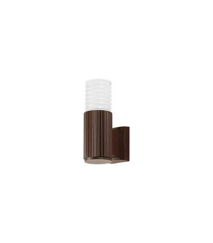 Springwater Ribbed Line Wall Lamp Horizontal Line Acrylic Shade 1 x GU10 IP54 Dark Brown/Clear/Frosted -4