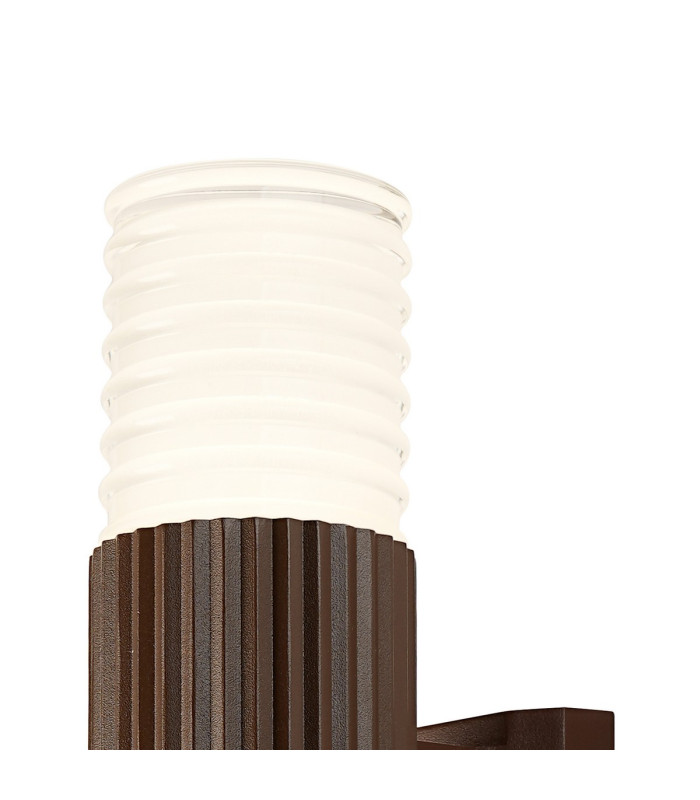 Springwater Ribbed Line Wall Lamp Horizontal Line Acrylic Shade 1 x GU10 IP54 Dark Brown/Clear/Frosted -6