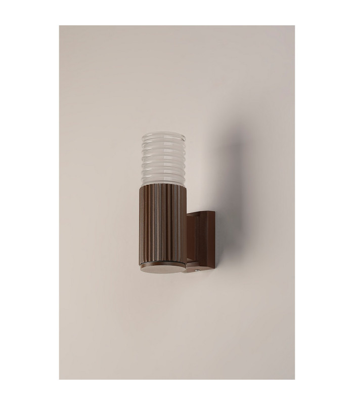 Springwater Ribbed Line Wall Lamp Horizontal Line Acrylic Shade 1 x GU10 IP54 Dark Brown/Clear/Frosted -7