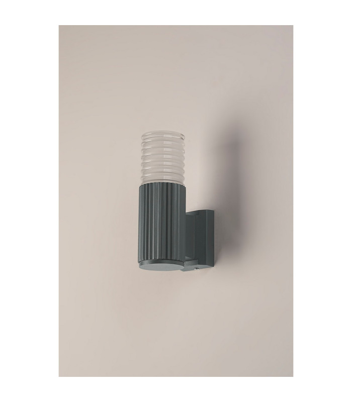 Springwater Ribbed Line Wall Lamp Horizontal Line Acrylic Shade 1 x GU10 IP54 Grey/Clear/Frosted -7