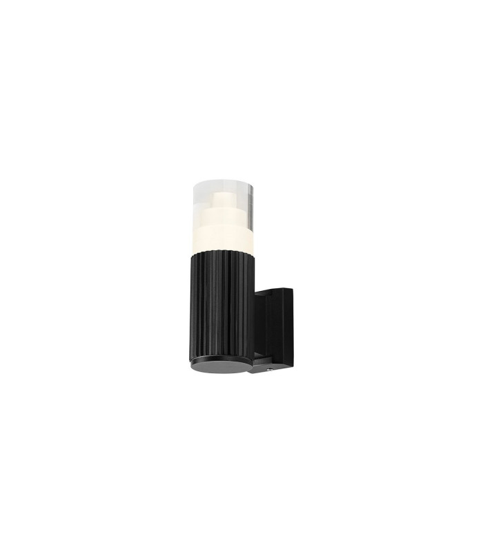Springwater Ribbed Line Wall Lamp Tier Pattern Acrylic Shade 1 x GU10 IP54 Black/Clear -1