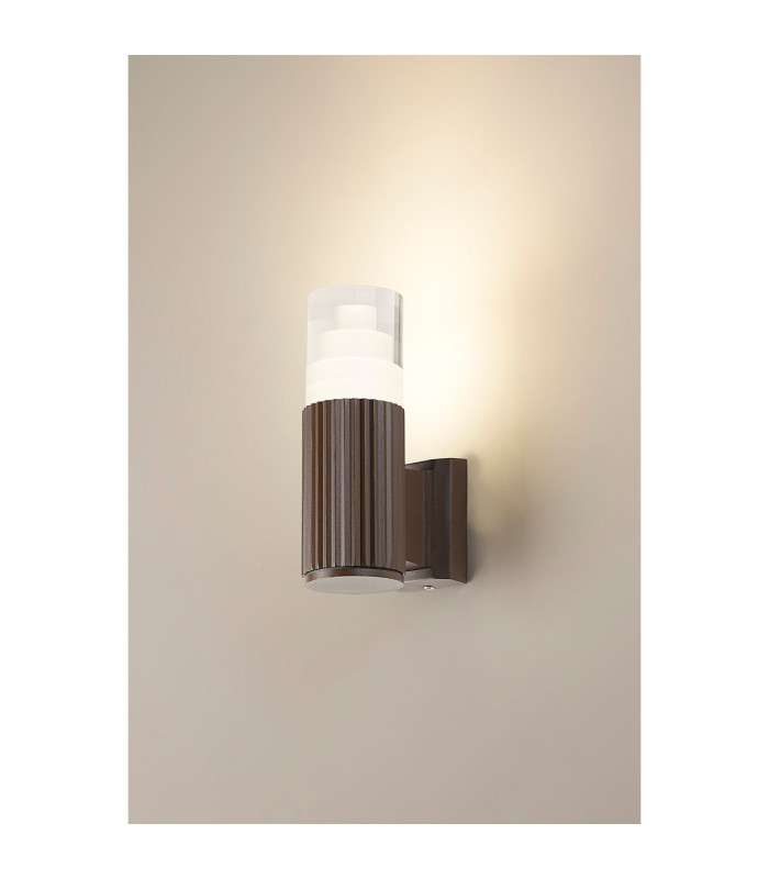 Springwater Ribbed Line Wall Lamp Tier Pattern Acrylic Shade 1 x GU10 IP54 Dark Brown/Clear -3
