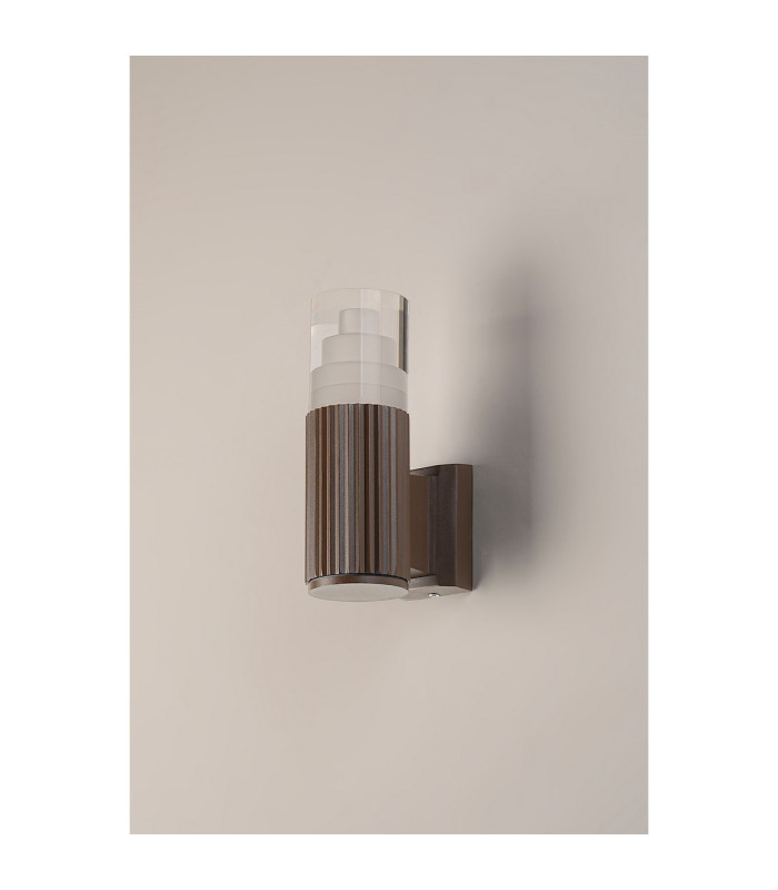 Springwater Ribbed Line Wall Lamp Tier Pattern Acrylic Shade 1 x GU10 IP54 Dark Brown/Clear -7