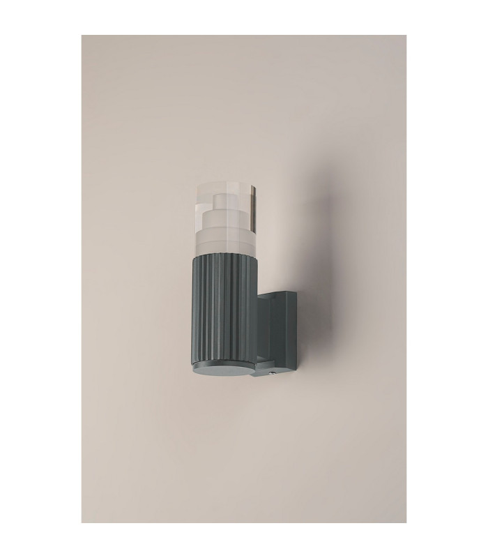 Springwater Ribbed Line Wall Lamp Tier Pattern Acrylic Shade 1 x GU10 IP54 Grey/Clear -7