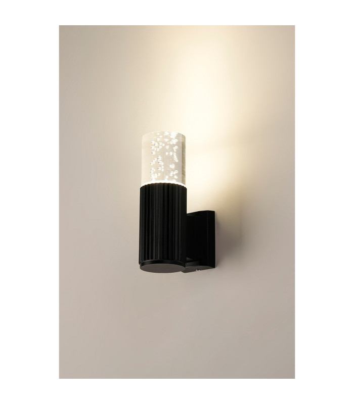 Springwater Ribbed Line Wall Lamp Bubble Acrylic Shade 1 x GU10 IP54 Black/Clear -3