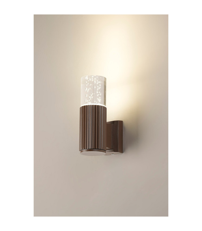 Springwater Ribbed Line Wall Lamp Bubble Acrylic Shade 1 x GU10 IP54 Dark Brown/Clear -3