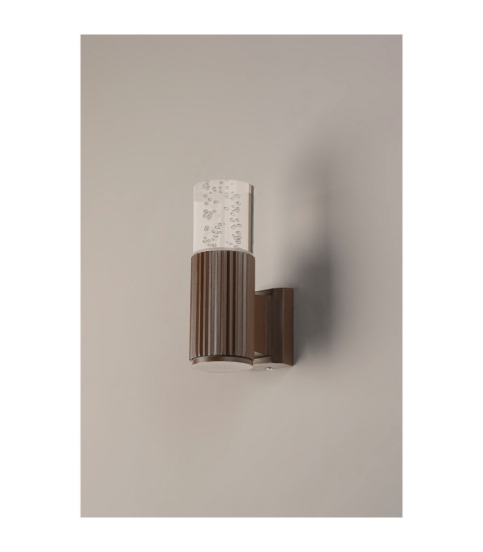 Springwater Ribbed Line Wall Lamp Bubble Acrylic Shade 1 x GU10 IP54 Dark Brown/Clear -7