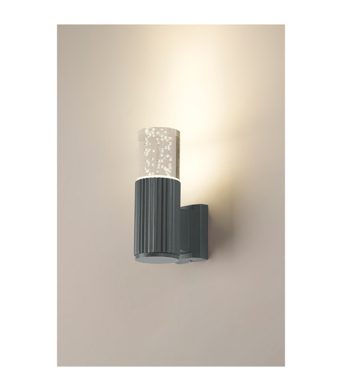 Springwater Ribbed Line Wall Lamp Bubble Acrylic Shade 1 x GU10 IP54 Grey/Clear -3