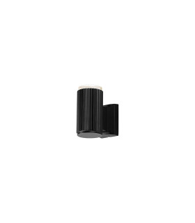 Springwater Ribbed Line Wall Lamp Shallow Acrylic Shade 1 x GU10 IP54 Black/Clear/Frosted -1
