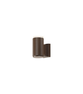 Springwater Ribbed Line Wall Lamp Shallow Acrylic Shade 1 x GU10 IP54 Dark Brown/Clear/Frosted -1